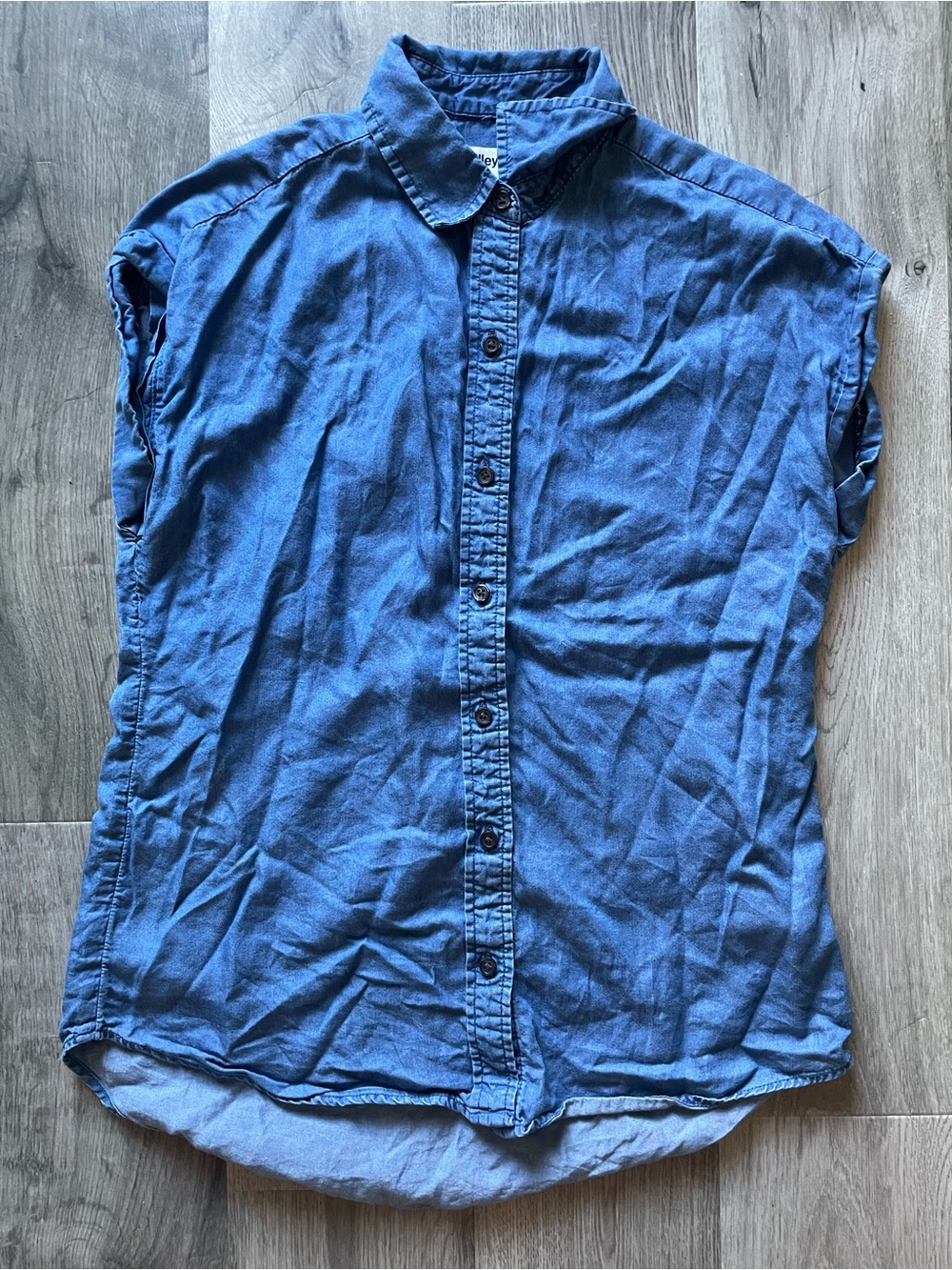 Women's Blue Denim Button-Up Blouse